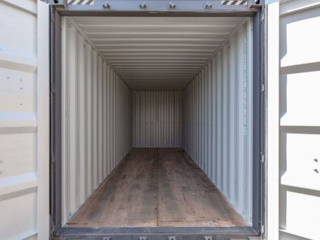 Interior of a used shipping container